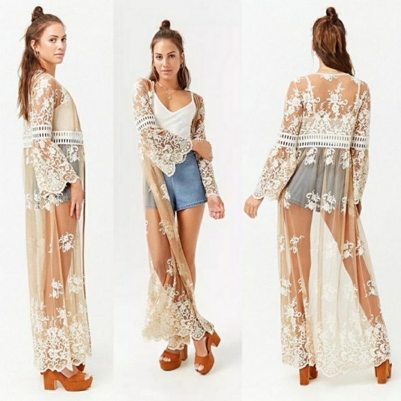 forever 21 sheer mesh embroidered maxi dress